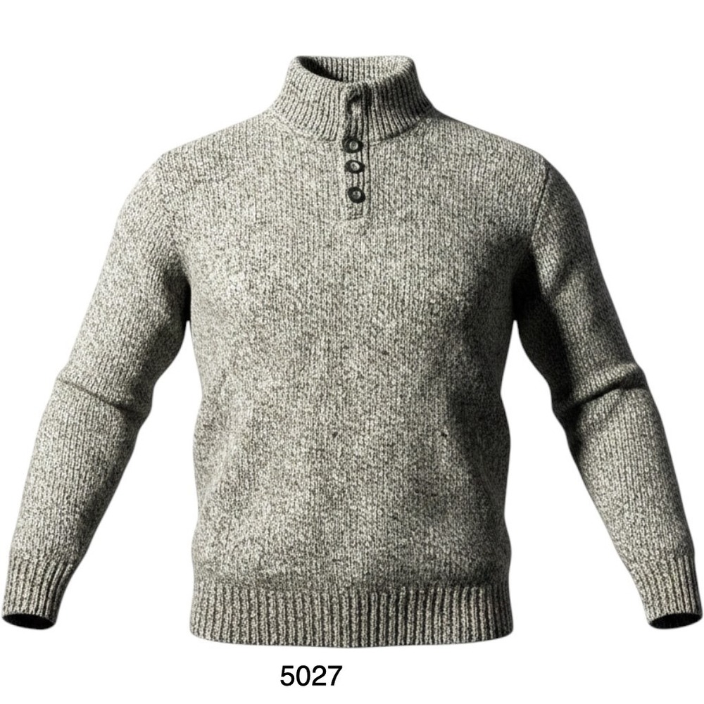 L.L. Bean  Lambswool Mens‎ L Tall Heather Gray Tight Knit Quarter Button
